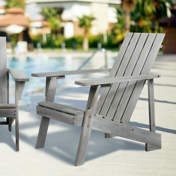 Irving Outdoor Patio Modern Acacia Wood Adirondack Chair - JONATHAN Y